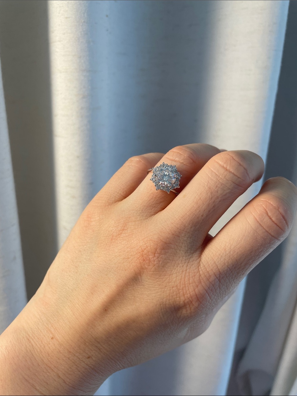 2 carat moissanite .925 silver setting sz 7 harry winston style DIAMOND TEST PAS